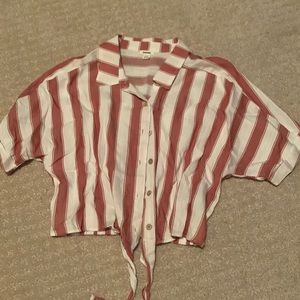 stripped button up top with tie